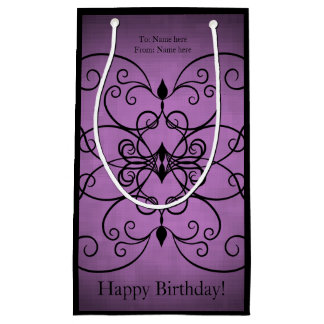 Sacola Para Presentes Pequena Design preto roxo