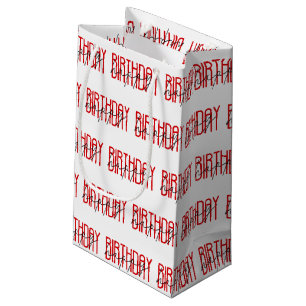 Sacola Para Presentes Pequena design vermelho e preto do feliz aniversario