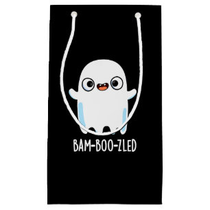 Sacola Para Presentes Pequena Dia de as Bruxas engraçado Bam-boo-zled Ghost Pun 