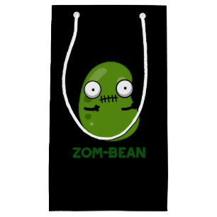 Sacola Para Presentes Pequena Dia de as Bruxas engraçado Zombie Bean Pun Dark BG