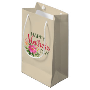 Sacola Para Presentes Pequena Dia de as mães Feliz Floral Elegante Saco para p