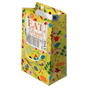 Sacola Para Presentes Pequena Dia de as mães Floral Modern Boho Chic