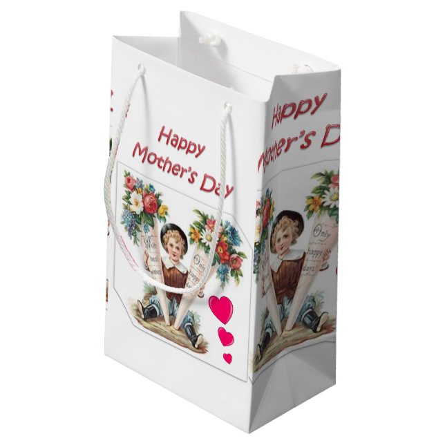 Sacola Para Presentes Pequena Dia de as mães Gift Bag (Verso inclinado)