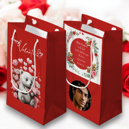 Sacola Para Presentes Pequena Dia de os namorados com Urso Rico