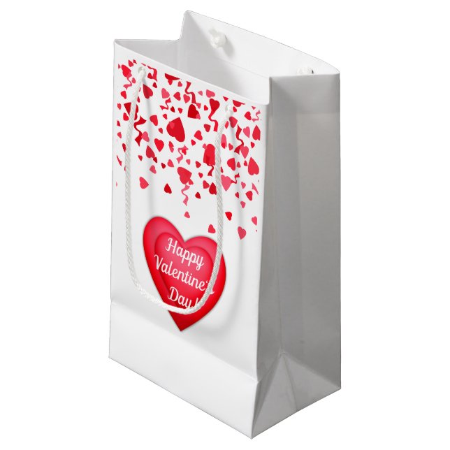 Sacola Para Presentes Pequena Dia de os namorados Red Confetti Hearts Gift Bags (Frente inclinada)