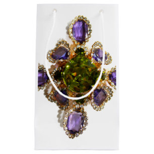 Sacola Para Presentes Pequena Diamantes Ametistas Roxos Emeralds joias
