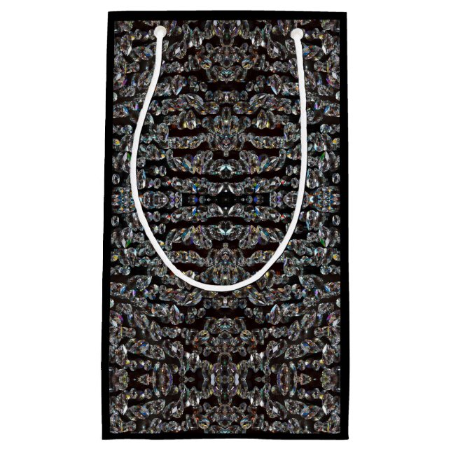 Sacola Para Presentes Pequena Diamond jewel, elegante prata e preto (Frente)