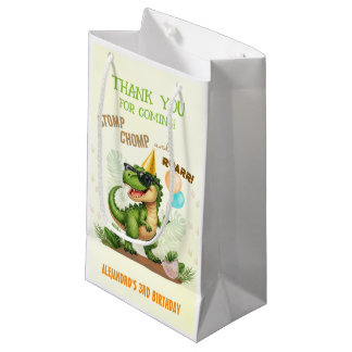 Sacola Para Presentes Pequena Dinosaur Birthday - Stomp Chomp Roar T-Rex Birthda