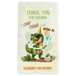 Sacola Para Presentes Pequena Dinosaur Birthday - Stomp Chomp Roar T-Rex Birthda