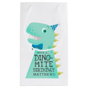 Sacola Para Presentes Pequena Dinossauro bonito aniversário personalizado