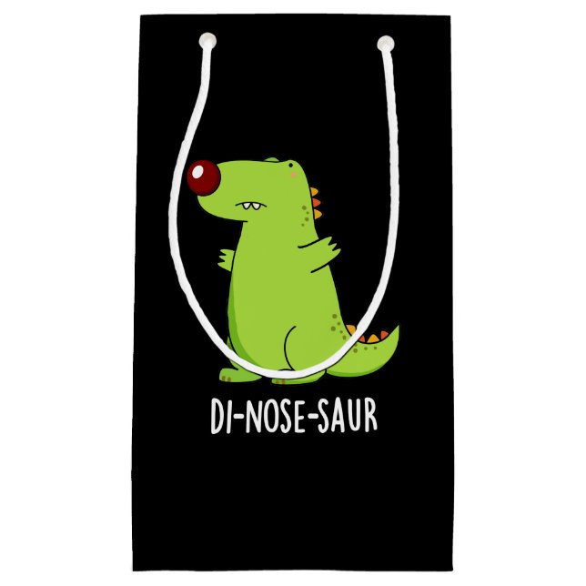 Sacola Para Presentes Pequena Dinossauro Engraçado Dinossauro Escuro BG (Frente)