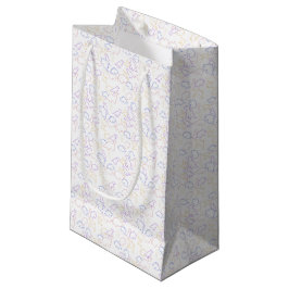 Sacola Para Presentes Pequena Dinossauros - Contorno Pastel Fundo Branco