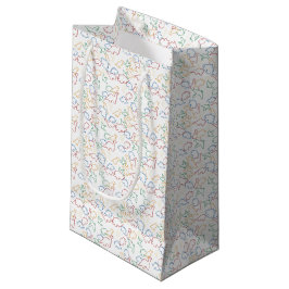Sacola Para Presentes Pequena Dinossauros - Contorno Primário Fundo Branco