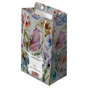 Sacola Para Presentes Pequena Diversão de Borboletas e Flores