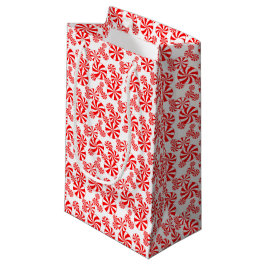 Sacola Para Presentes Pequena Doce de Peppermint Vermelho Branco Padrão de Feria