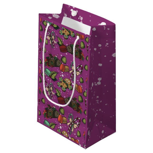 Sacola Para Presentes Pequena Doçuras de Feriado - Açaí (Cor) (Frente inclinada)