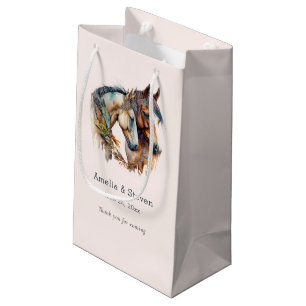 Sacola Para Presentes Pequena Dois Belos Cavalos Boho Ocidental