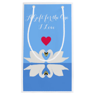 Sacola Para Presentes Pequena Dois Cisnes no Namorados de Dose Cardíaca Clássico