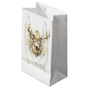 Sacola Para Presentes Pequena Dourado e Diamante Glittery Deer