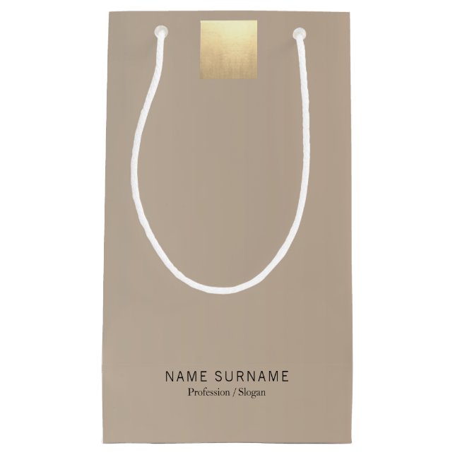 Sacola Para Presentes Pequena Dourado Gradiente Mínimo Elegante de Suíno Pastel (Frente)