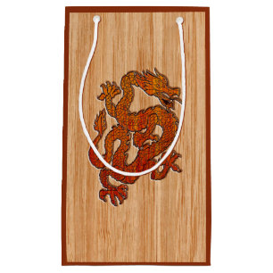 Sacola Para Presentes Pequena Dragão oriental em Bamboo