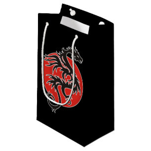 Sacola Para Presentes Pequena Dragão Sun - branco vermelho preto + suas ideias