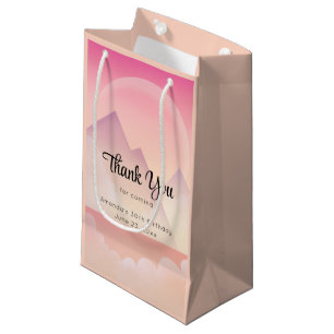 Sacola Para Presentes Pequena Dreamy Pastel Mountain Landscape Party Obrigado