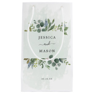 Sacola Para Presentes Pequena Dusty Blue Eucalyptus Hotel Casamento Gift Bag