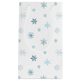Sacola Para Presentes Pequena Dusty Blue Watercolor Snowflat Bag