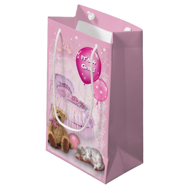 Sacola Para Presentes Pequena É uma Menina! (Frente inclinada)