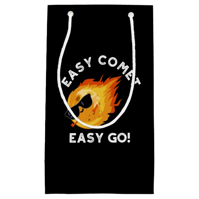 Sacola Para Presentes Pequena Easy Comet Easy Go Engraçado Astronomia Pun Dark B (Frente)