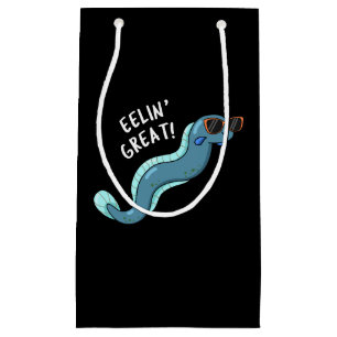 Sacola Para Presentes Pequena Eelin Excelente Engraçado Slippery Eel Pun Dark BG