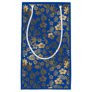 Sacola Para Presentes Pequena Efeito dourado Botânico 