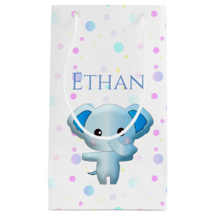 Sacola Para Presentes Pequena Elefante de Menino Azul