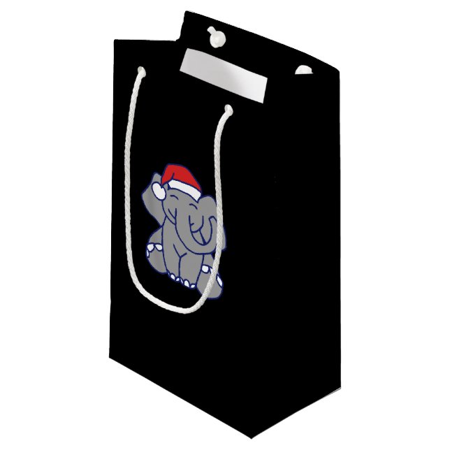 Sacola Para Presentes Pequena Elefante de Natal (Frente inclinada)