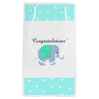 Sacola Para Presentes Pequena Elefante Indiano Azul