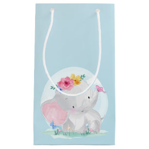 Sacola Para Presentes Pequena Elefante para Bebê de Aquarela