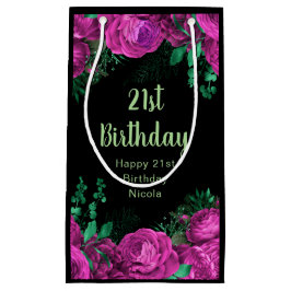 Sacola Para Presentes Pequena Elegant Hot Pink Flowers Birthday Party