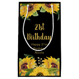 Sacola Para Presentes Pequena Elegant Sunflowers and Foliage Birthday Party