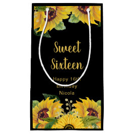Sacola Para Presentes Pequena Elegant Sunflowers and Foliage Sweet Sixteen