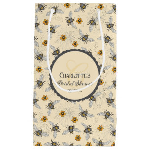 Sacola Para Presentes Pequena Eleganta Noiva Amarela para Abelha Chuveiro Floral