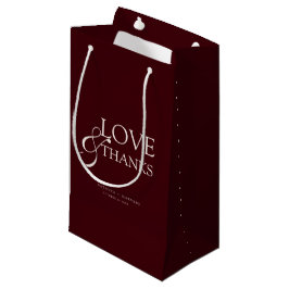 Sacola Para Presentes Pequena Elegante Agradecimento de Casamento em Burgundy e