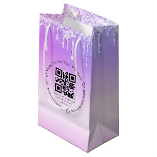 Sacola Para Presentes Pequena elegante código qr de negócios obrigado gotejament