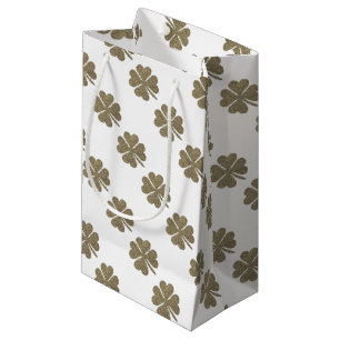 Sacola Para Presentes Pequena Elegante Dourado Olhar Quatro Folha de Véu