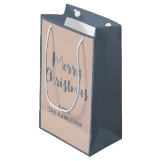 Sacola Para Presentes Pequena Elegante Feliz Natal Pessegueiro e Cinza de Traiçã