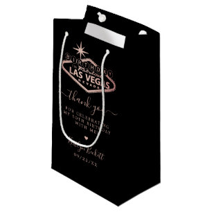 Sacola Para Presentes Pequena Elegante Festa de aniversário Las Vegas Obrigado
