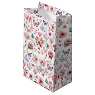 Sacola Para Presentes Pequena Elegante Floral Rosa Feminino