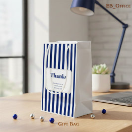 Sacola Para Presentes Pequena Elegante Listras Verticais Azul Marinho Empresaria