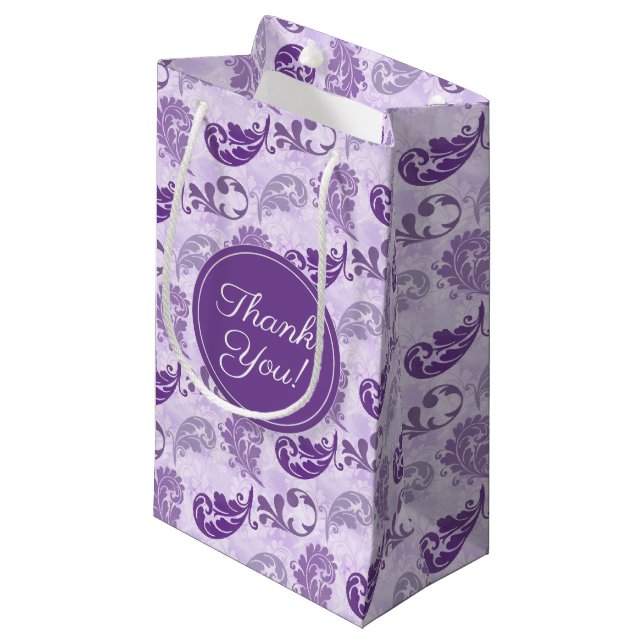 Sacola Para Presentes Pequena Elegante Obrigado Lavanda Roxo (Frente inclinada)