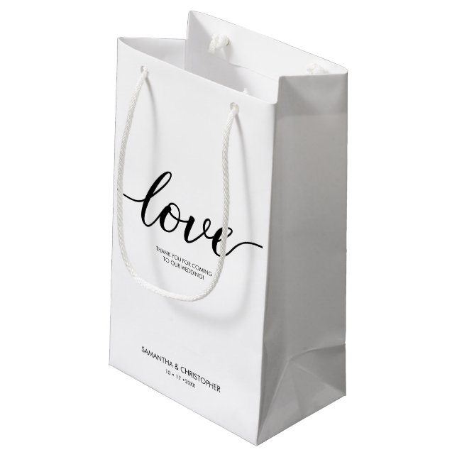 Sacola Para Presentes Pequena Elegante Personalizado de Casamento de Script de A (Verso inclinado)